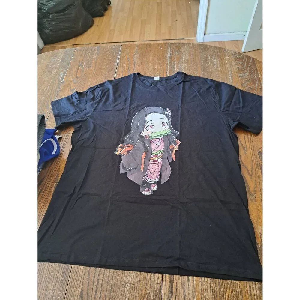 New 3XL Demon Slayer Kamado Nezuko Anime Black Short Sleeve Tee TShirt Shirt
